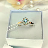 Ювелірна маленька срібна каблучка з золотом, фото 2