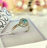 Ювелірна маленька срібна каблучка з золотом, фото 3