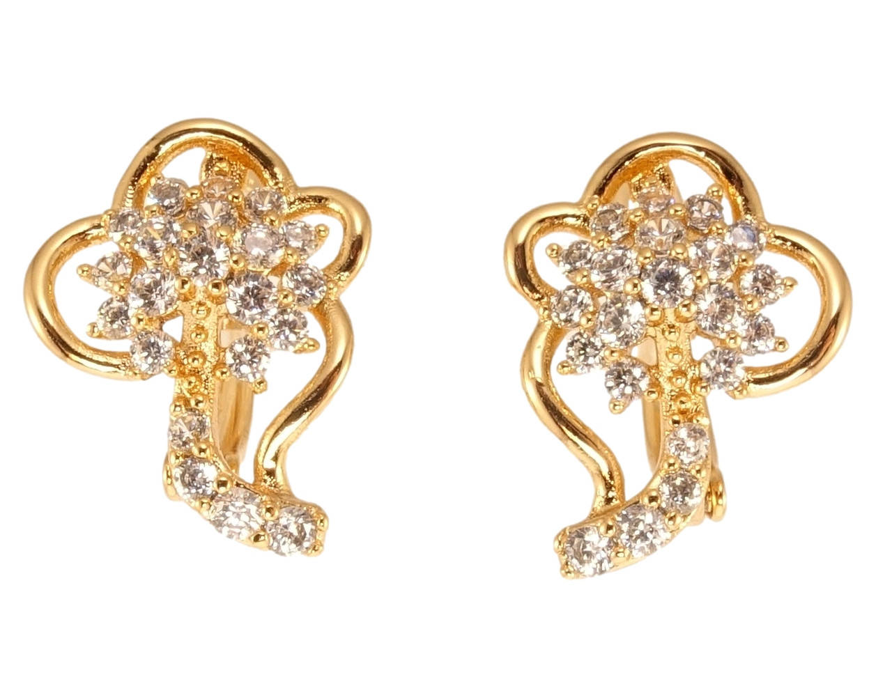 

Серьги Xuping Позолота 18K английский замок "Цветочные мотивы с цирконием"