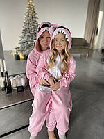 Кігурумі дитяча костюм піжама Стіч Stitch фліс (110/116/122/128) рожевий зріст 110 см.