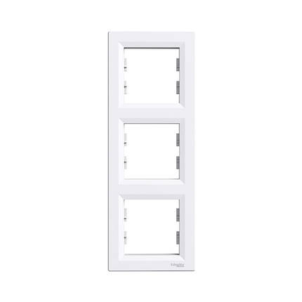 Рамка Schneider Electric Asfora бiла тримісна вертикальна EPH5810321, фото 1