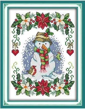 Набір для вишивання за нанесеною на канву схемою "New Year snowman". AIDA 14CT printed, 21*29 см