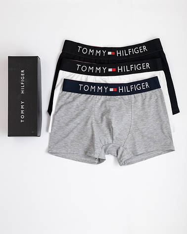 Подарунковий набір чоловічих трусів Tommy Hilfiger у фірмовому пакованні 3 штуки бавовна, фото 2