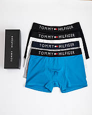 Подарунковий набір чоловічих трусів Tommy Hilfiger у фірмовому пакованні 3 штуки бавовна, фото 2