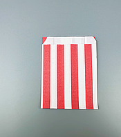 Бумажный пакет для наггетсов и фри, жиростойкий 160х120х50 мм красные полоски