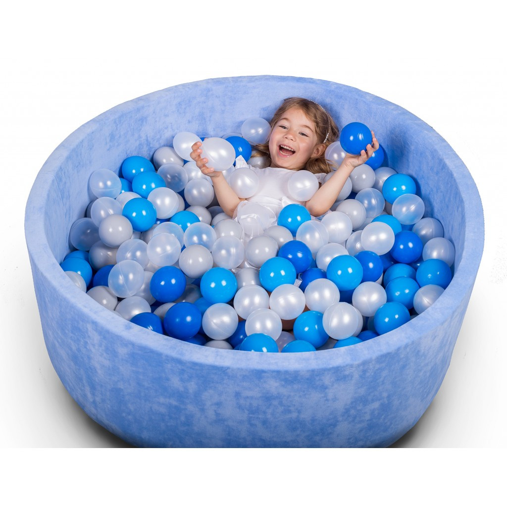 Сухой бассейн 80 см для детей с цветными шариками 100 шт, бассейн манеж, сухой бассейн с шариками синий - фото 1 - id-p2020604786