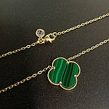 Колье із лимоного золота з підвіскою конюшина та вставкою малахіт 4,88 арт.131240 код.978617499, фото 3