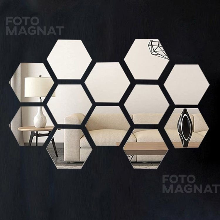 Зеркальная наклейка на стену в виде сот "Sota" - акриловая панель для декора интерьера, самоклеющаяся - фото 1 - id-p1932852215