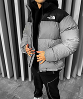 Мужская зимняя куртка пуховик The North Face 700 серая TNF теплая модная Норт Фейс ТНФ стеганная спортивная