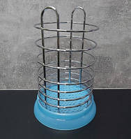 Сушилка для столовых приборов (круглая) из нержавеющей стали с пластиковым подносом A-PLUS 1183 голубая