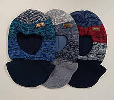 Шапка - шолом Польща для хлопчиків різнобарвна в'язка А-20