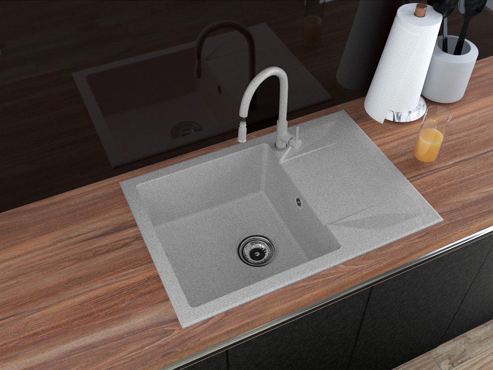 ГРАНІТНА МИЙКА ASKANIA «Sanita Compact» СІРИЙ, фото 1