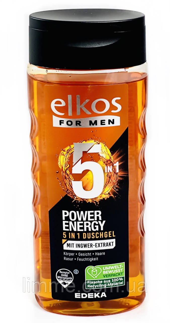 Чоловічий гель для душу Elkos Power Energy 5в1 з екстрактом імбиру 300 ml