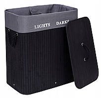 Кошик для білизни Gockowiak стоячий 100 л чорний бамбук кришка LOFT