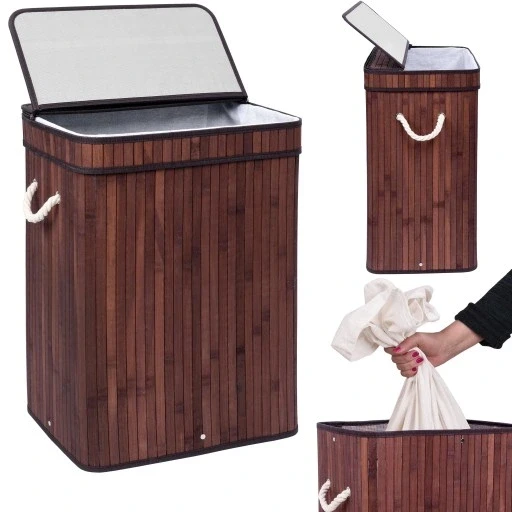 Кошик для білизни Gockowiak 80 л відтінки коричневого та бежевого бамбук