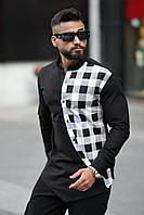 Стильна чоловіча сорочка "Два кольори" з бавовни з довгим рукавом (Розміри S,M, L,XL,2XL), Чорна/Біла