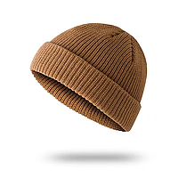 Шапка мужская / шапка Бини /шапка женская Бини / шапка укороченная / Шапка Кусто Песочная