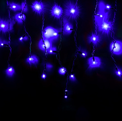 Вулична гірлянда бахрома PRO ICICLE 3х0,8м 100LED IP65 синя, Flash мерехтіння, чорний дріт