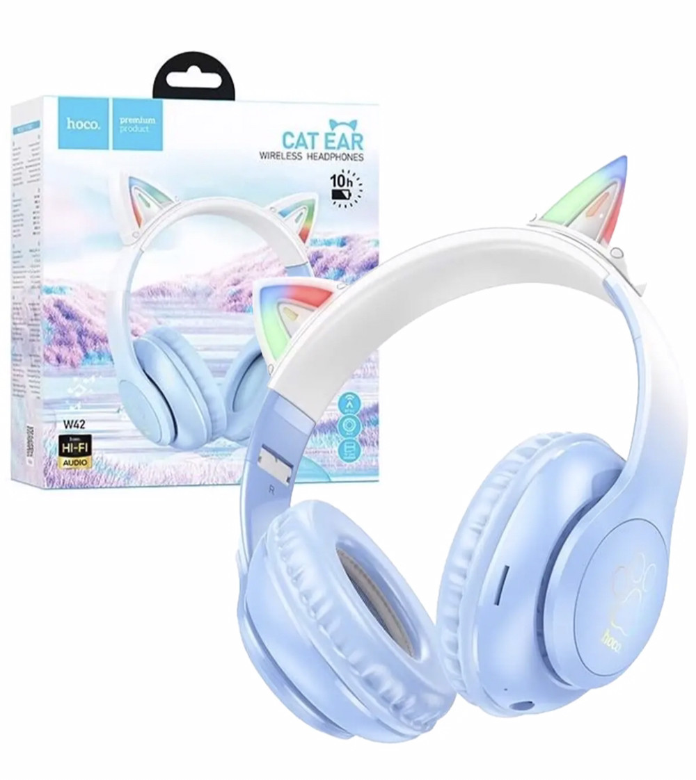 Наушники HOCO W42 Cat ears BT headphones / crystal blue (ID#2020646620 ...