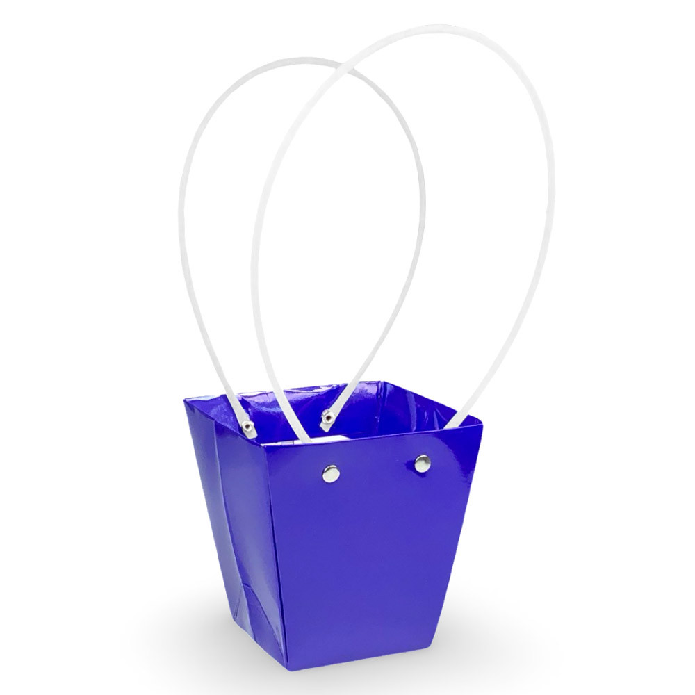 Паперова сумка -трапеція вологостійка для букетів синя, фото 1