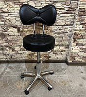 Стілець для майстра манікюру та педикюру зі спинкою чорний