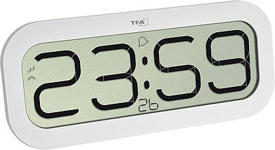Настільний/настінний цифровий годинник з будильником TFA BimBam (White), фото 2