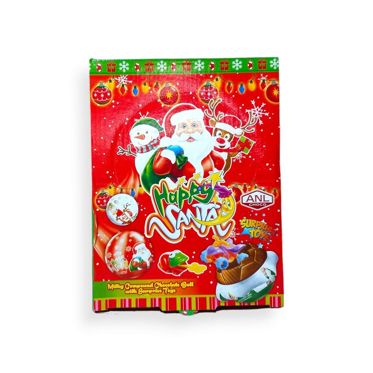 Шоколадный шарик со сюрпризом ANL Happy Santa (Турция) 24 шт. - фото 3 - id-p2020642138