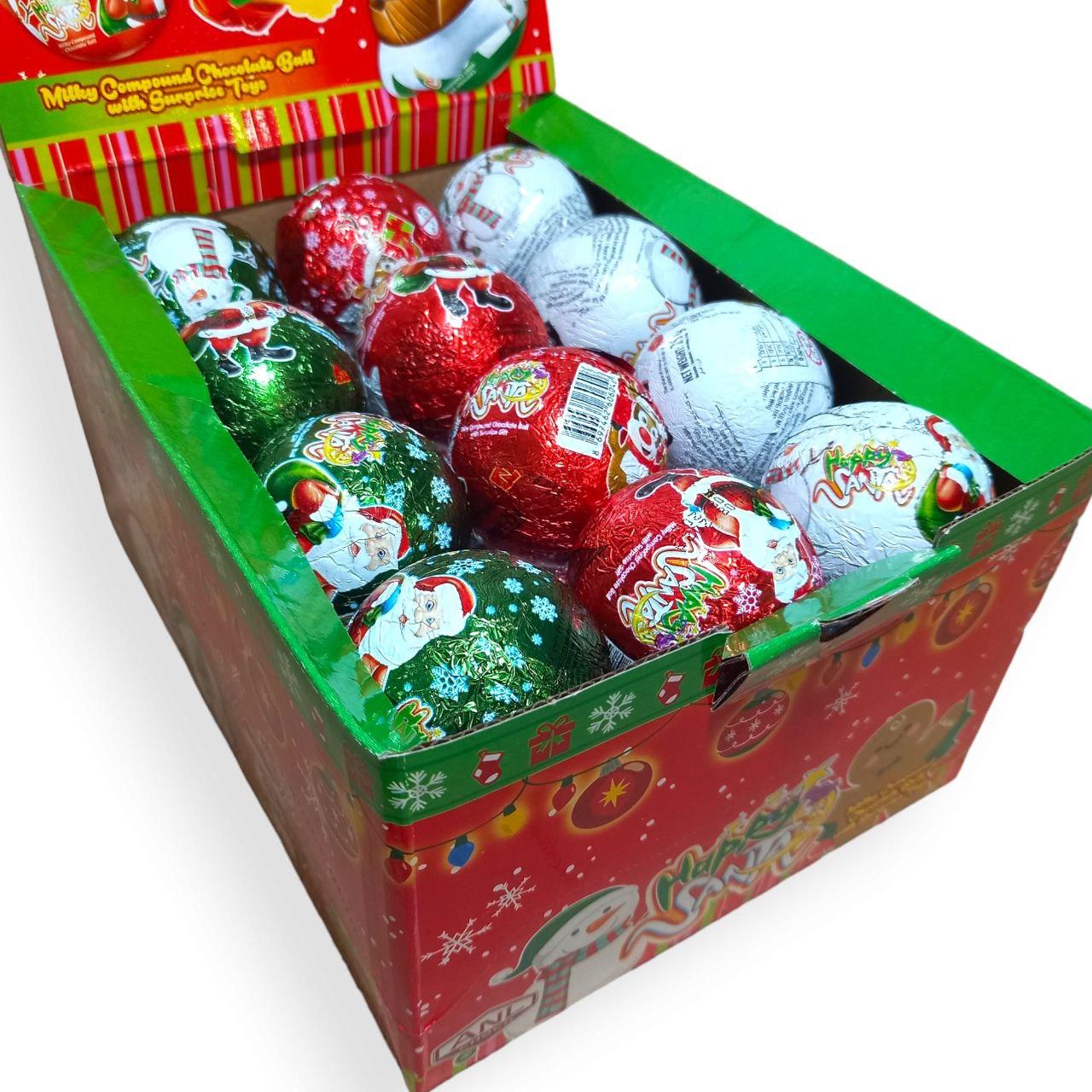 Шоколадный шарик со сюрпризом ANL Happy Santa (Турция) 24 шт. - фото 8 - id-p2020642138