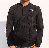 Сумка нагрудна тактична через плече Чорна A743, фото 6