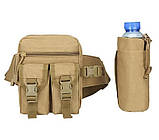 Поясна бананка, тактична сумка з відділенням для пляшки Сірий піксель 3001, фото 5
