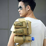 Поясна бананка, тактична сумка з відділенням для пляшки Сірий піксель 3001, фото 2