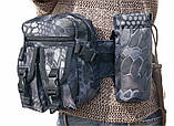 Поясна бананка, тактична сумка з відділенням для пляшки Сірий піксель 3001, фото 6