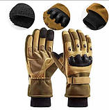 Зимові рукавиці повнопалі койот на флісі Solve 30101 розмір універсальний з кісточками, фото 3