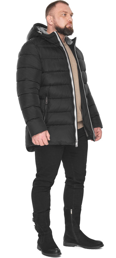 Чоловіча зимова чорна куртка на змійці модель 53111 52 (XL)
