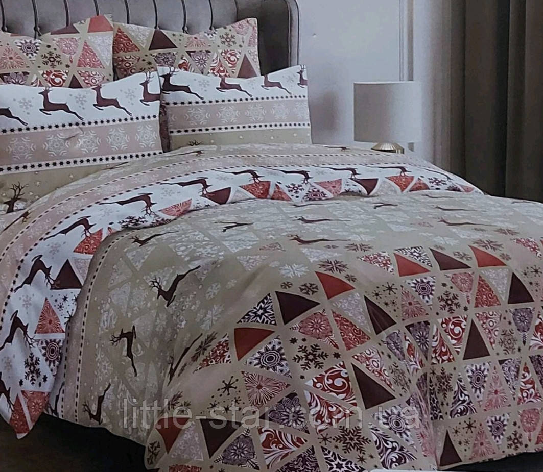 Новорічна постільна білизна Зимова казка, двоспальний, Тиротекс, 100%  бавовна