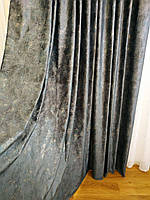 Шторная ткань бархат Мрамор 916-16 темно-серый с структурны рисунком для штор в зал спальню гостинную