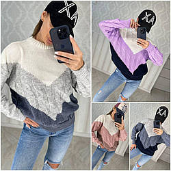 Жіночі светри — 331-нс — Модний жіночий триколірний светр у стилі Zara