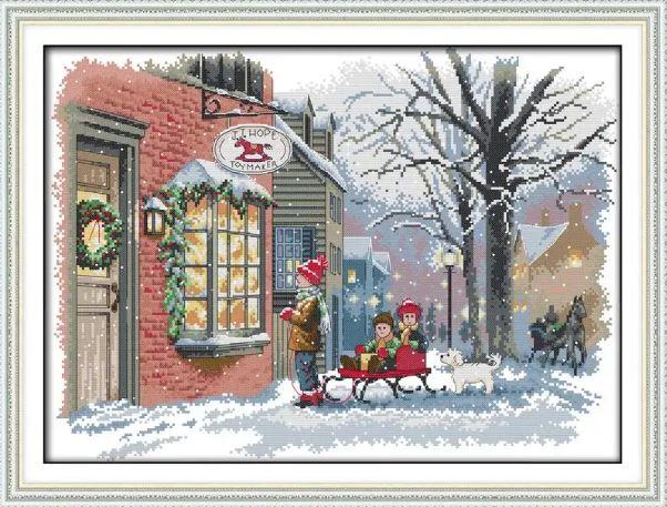 Набір для вишивання за нанесеною на канву схемою "Christmas wishes". AIDA 14CT printed, 50*37 см