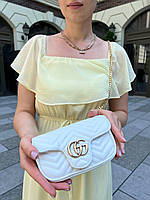 Женская сумка Gucci mini Гуччи белого цвета, брендовая сумка через плечо. Сумка из эко-кожи