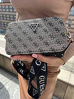 Женская сумка Guess snapshot серого цвета, брендовая сумка через плечо.Сумка из эко-кожи