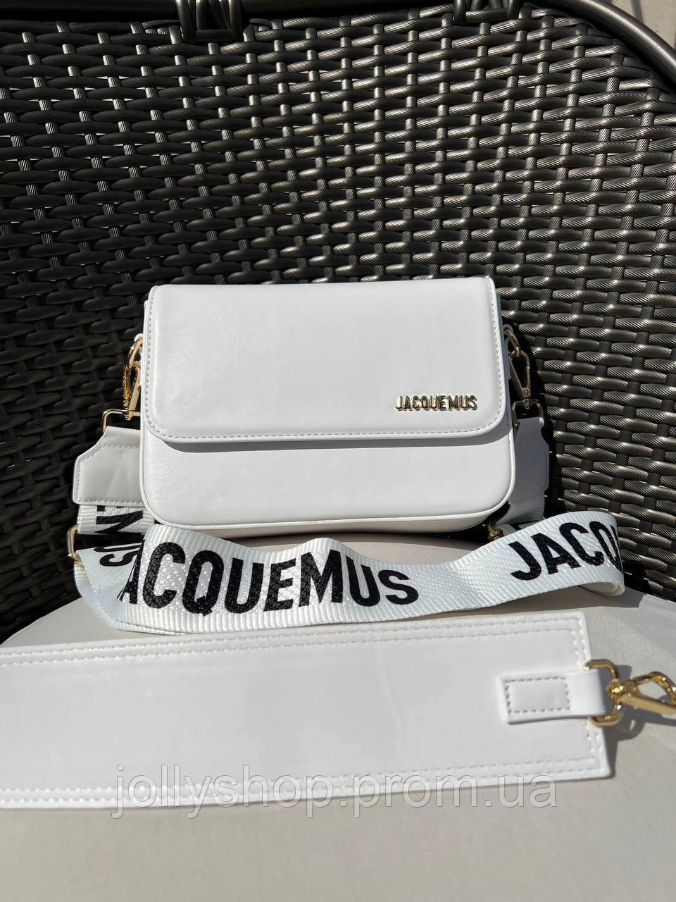 Жіноча сумка Jacquemus le chiquito white, брендова сумка-клатч маленька через плече.Сумка з еко-шкіри