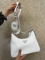 Жіноча сумка Prada Big Re-Edition White Прада маленька сумка на плече красива, легка сумка з екошкіри