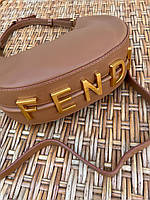 Женская сумка Fendi Hobo Фенди коричневая ,брендовая сумка через плечо. Сумка из эко-кожи