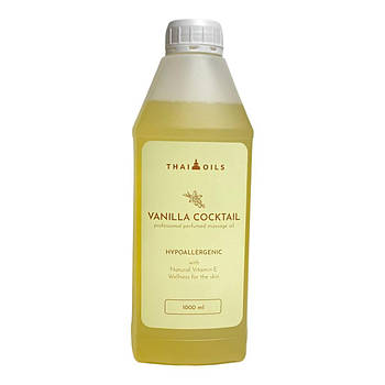 Олія для масажу для всіх типів шкіри зволожувальна Thai Oils Vanilla cocktail 1000 ml Масажна олія для тіла Ванільний коктейль