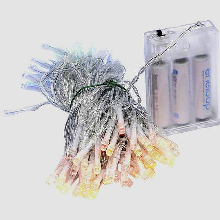 Гирлянда LED на 3-х батарейках 100ламп 10м. мультиколір RJ-08, фото 2