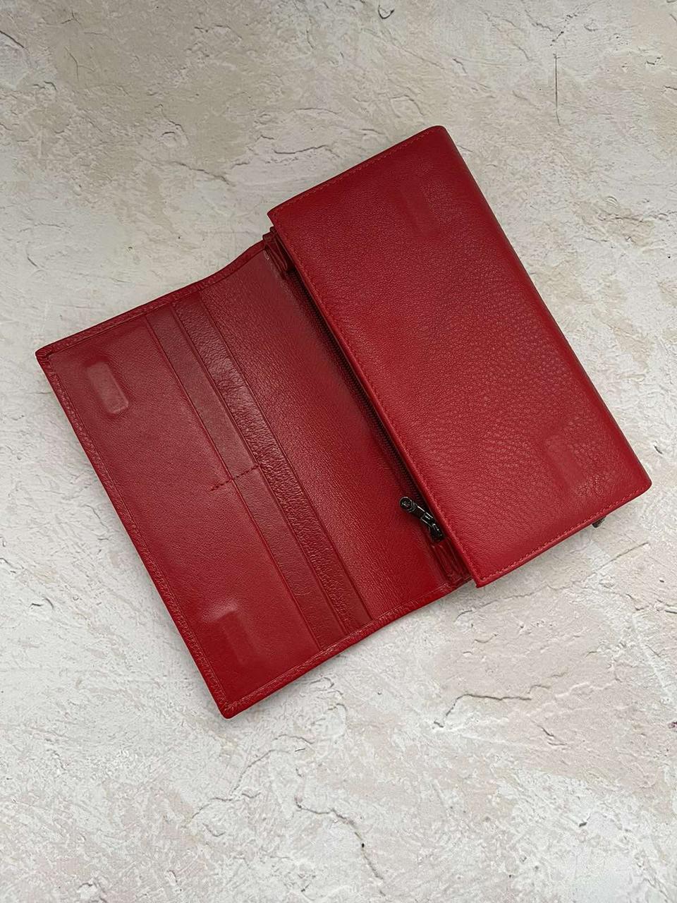 Женский кожаный кошелек Cardinal портмоне клатч из натуральной кожи с визитницей красный - фото 5 - id-p2016078993