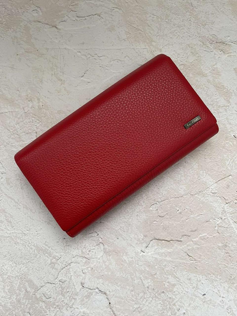 Женский кожаный кошелек Cardinal портмоне клатч из натуральной кожи с визитницей красный - фото 1 - id-p2016078993