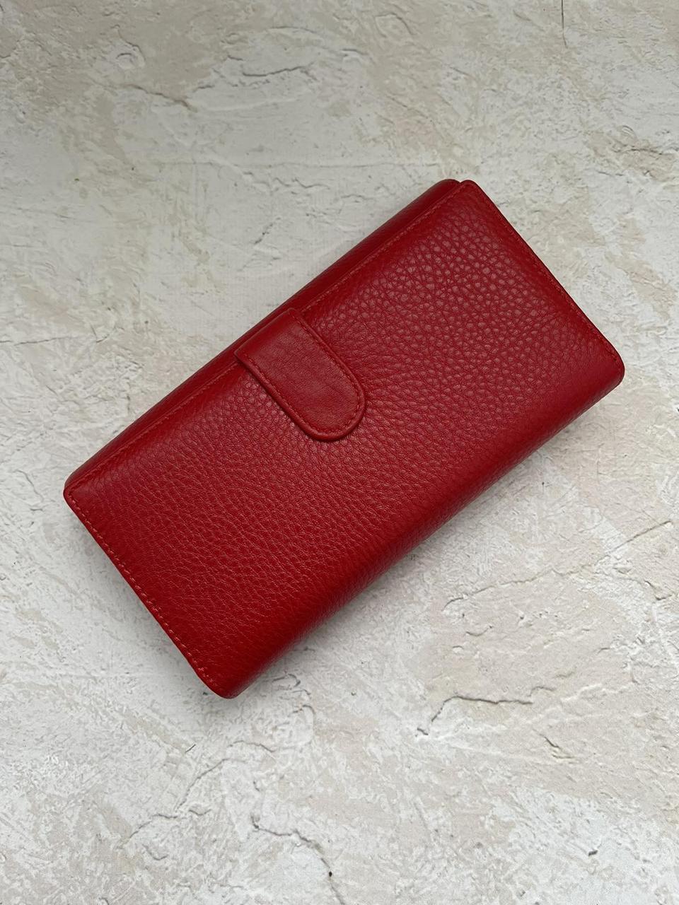 Женский кожаный кошелек Cardinal портмоне клатч из натуральной кожи с визитницей красный - фото 4 - id-p2016078993