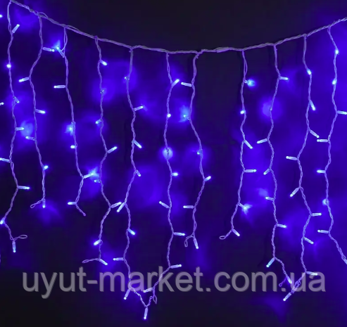 Вулична гірлянда бахрома PRO ICICLE 3х0, 8 м 100 LED IP65 синя, Flash мерехтіння, білий дріт