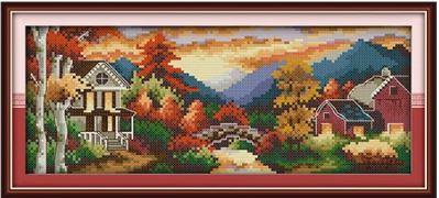 Набір для вишивання за нанесеною на канву схемою "Castle (3) ( Autumn)".AIDA 14CT printed , 34*15 см